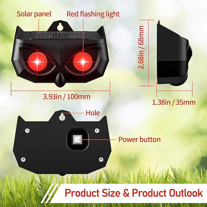 2025 Solar Nocturnal Animal Repeller,4 Pack Racoon Repellent Outdoor,Waterproof Deer Repellent Device,Wall-Mounted Red Flashing Light, Skunk Fox Coyote Deterrent for Chicken Coop Garden Yard