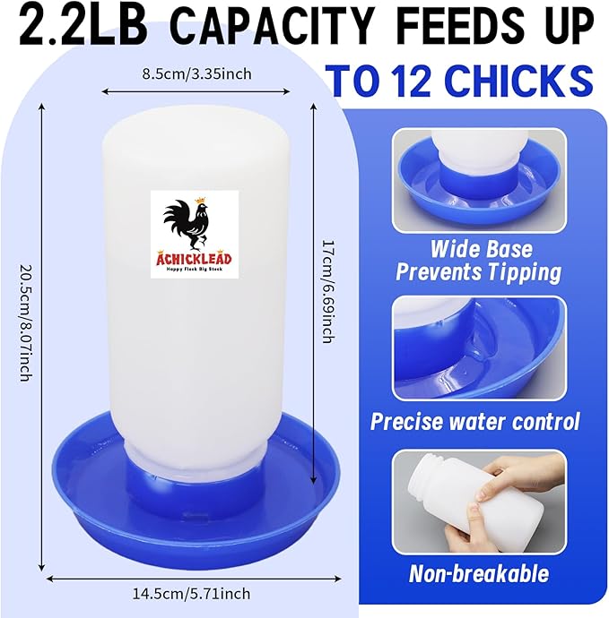 Chick Feeder and Waterer Set – Automatic 1kg Chicken Feeder and 1L Waterer for Baby Chicks, Ducks, and Quail – Brooder Starter Kit & Chicken Coop Supplies and Accessories