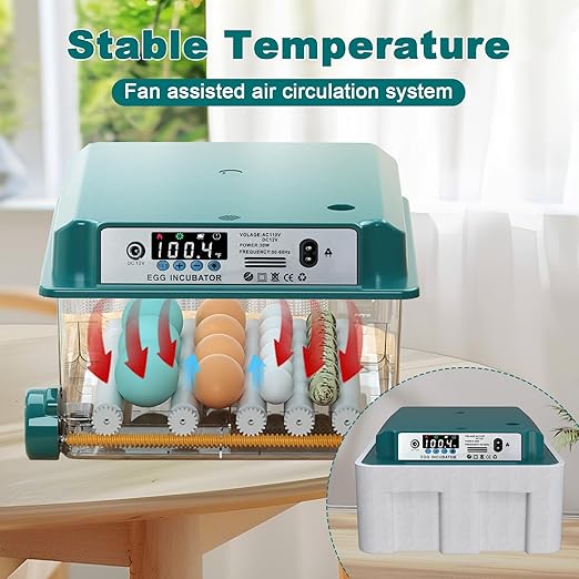 16 Eggs Incubators for Hatching Eggs, Egg Incubator with Automatic Egg Turning and Temperature Control, Chicken Egg Incubators with Egg Candler for Duck Goose Pigeon Quail