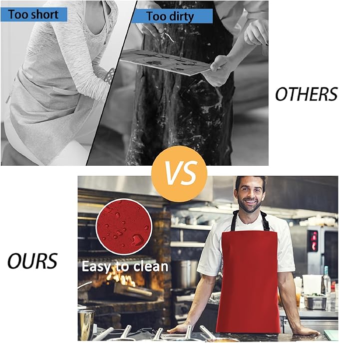 Homsolver Waterproof Rubber Vinyl Apron for Unisex Adult, Adjustable, Lightweight, Chemical Resistant Extra Long Work Apron