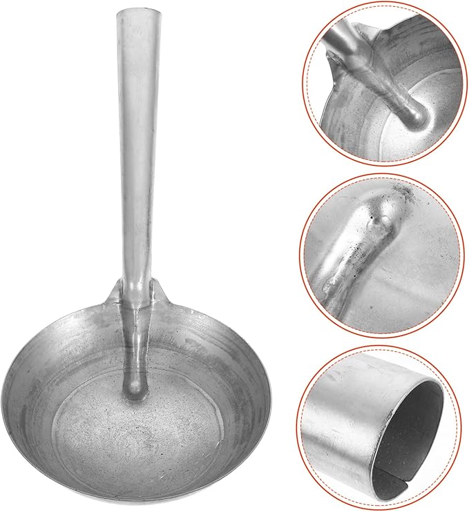 HANABASS Heavy Duty Iron Ladle for Watering and Feeding Ergonomic Handle Water Scoop for Farm and Garden Use Smooth Finish Metal Scoop for Livestock and Poultry
