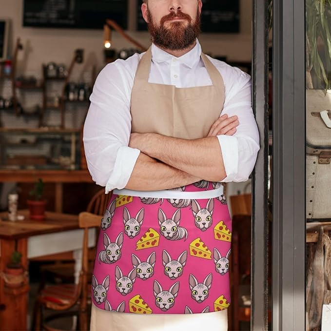 Server Apron with 3 Pockets Waist Waiter Waitress Half Apron Short Aprons