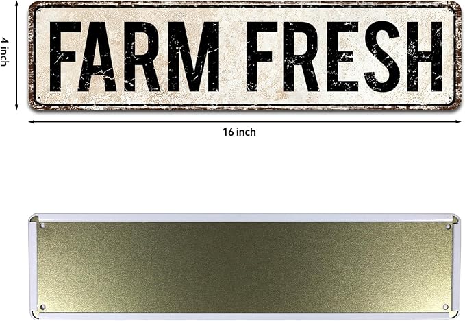 Fresh Fresh Unique Metal Tin Sign, Barn Sign, Farmer Sign, Eggs Sign, Chicken Coop Décor, Farm Fresh Sign, Business Sign, 4-Inch by 16-Inch Sign