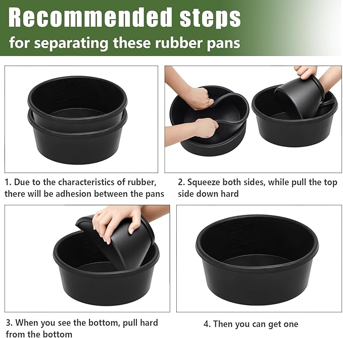 Sadnyy 2 Pcs 4 Quart/ 1 Gallon Rubber Feeder Pan, Rubber Feed Pan Utility Horse Feed Bucket Dog Bowl Horse Feeder for Cats Dogs Goats Chicken Dust Bath Container Animal Feeding, 10.6 x 4.1 Inch