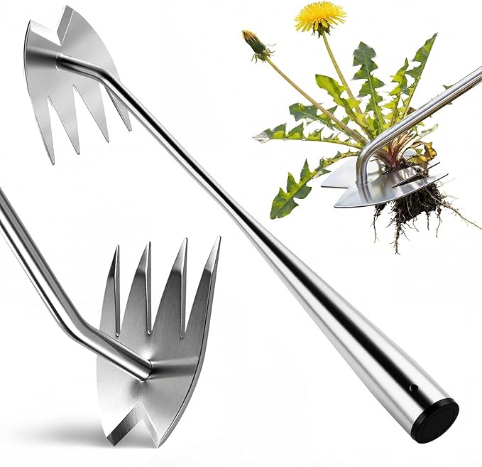 Upgraded Weed Puller Tool, 4-Tooth Manganese Steel Manual Weeders, Portable Garden Weed Remover Tools for Vegetable Gardening Backyard Farm Planting & Weeding