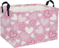 Rectangular Valentine's Day Baskets,Heart Basket,Pink Girls Basket Kids Storage Bin Love Room Decor for Home.(Pink Striped Heart)