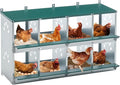 Chicken Nesting Box for Laying Eggs - 8 Room Chicken Laying Boxes, Nesting Boxes for Chickens, Heavy Duty Metal Chicken Coop, 42.72" L x 16.34" W x 26.38" H