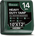 Sunvigor Tarp Waterproof 10x12Ft, Extra Thick 14 Mil Heavy Duty Tarp Cover, Tear & Fade Resistant, Outdoor Tarps with Brass Grommets and Reinforced Edges for Roof, Camping, Patio, Boat (Green)