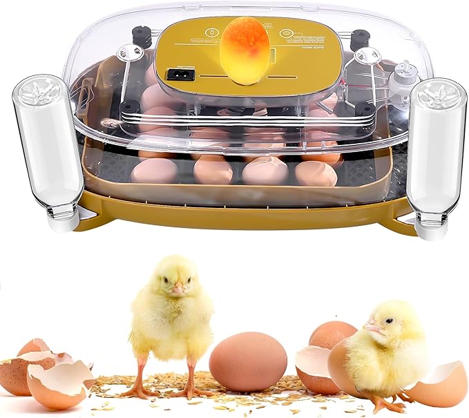 24 Egg Incubator with Automatic Turner, Thermometer seat and Humidity Control - Perfect for Hatching Chicken, Includes Egg Candler and Nesting Pads for Chicken coop