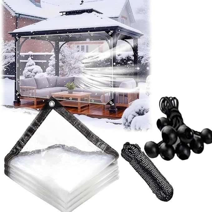 Clear Plastic Tarps Heavy Duty Water Resistant, Waterproof Transparent Tarpaulin with Grommets and Reinforced Edges, for Patio,Porch and Outdoor Henhouse,RV,Camping, Chicken Coop Cover,20x21 FT