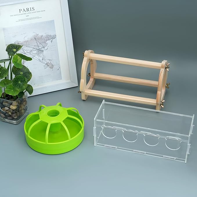Chicken Feeder and Waterer Kit with Baby Chicken Perches Freestanding Roosting Bar Wooden Chicken Jungle Gym Bar Baby Chick Stand Training Perch Chicken Toys Chick Perch for Brooder Coop Hens