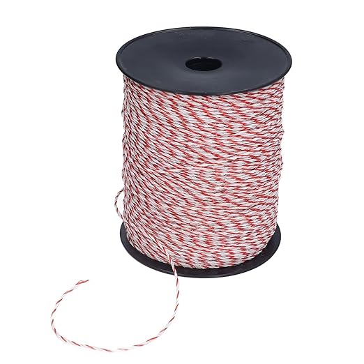 Electric Fence Wire, 500m Portable Electric Fence Rope 6 Stainless Steel Strands Electric Poultry Netting Electric Fence for Dogs Farm Animals