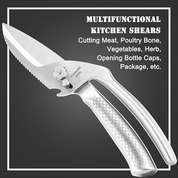 Heavy Duty Poultry Shears for Food, 3CR14 All-steel Forged Multi-function Detachable Kitchen Shears for Spatchcock Turkey,Chicken,Salad,Dishwasher Safe Anti-Slip Kitchen Gadgets