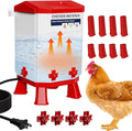 Heated Chicken Waterer, 2 Gallon Thermostatic Poultry Drinker with 4 Nipples, Outdoor Winter Water Heater with Leg Base for Chickens, Ducks, Geese, Turkeys, Anti-Freeze Automatic Watering System