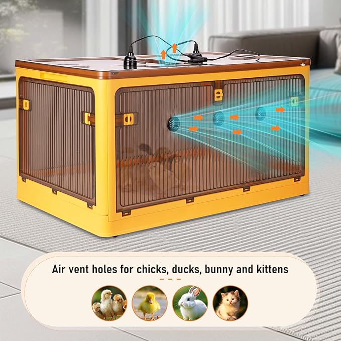 Chicken Brooder Box for Chicks with Feeder and Waterer, Chicken Brooder Heater Warms up to 30 Chicks, Poultry Breeding Box Suitable for Chick Duckling Parrot Lizard (28" L x 19" W x 15" H)