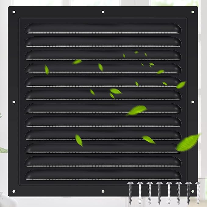 1 Pc Aluminum Attic Vents 10" x 10" Metal Gable Wall Mesh Shed Vent with Screen Square Louver Grille for Exterior Door House Attic Garage Ceiling