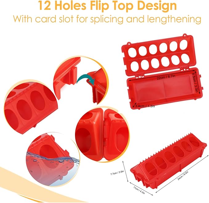 Plastic Chick Feeder and Waterer Kit, 12 Holes, 140ML Capacity, Small Poultry Bird Feeding Set, 2 Pack