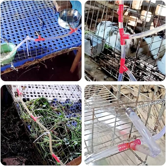 Automatic Rabbit Waterer Drinker Feeder 30sets for Poultry Rats Guinea Pig Ferret Rat Mouse Poultry (Red)