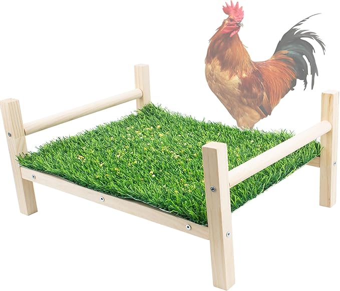 FlidRunest Extra-Large Wooden Chicken Toys, Natural Chicken Foraging Bed Toy for Coop, Multifunctional Training Perch Stand and for Poultry Chick, Hens, Rats