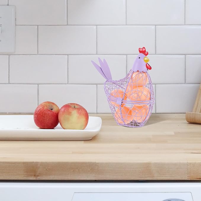 PRETYZOOM Hen-shaped Home Basket Practical Iron Storage for Eggs Fruits and Snacks for Kitchen Restaurant Buffet and and Stylish Storage