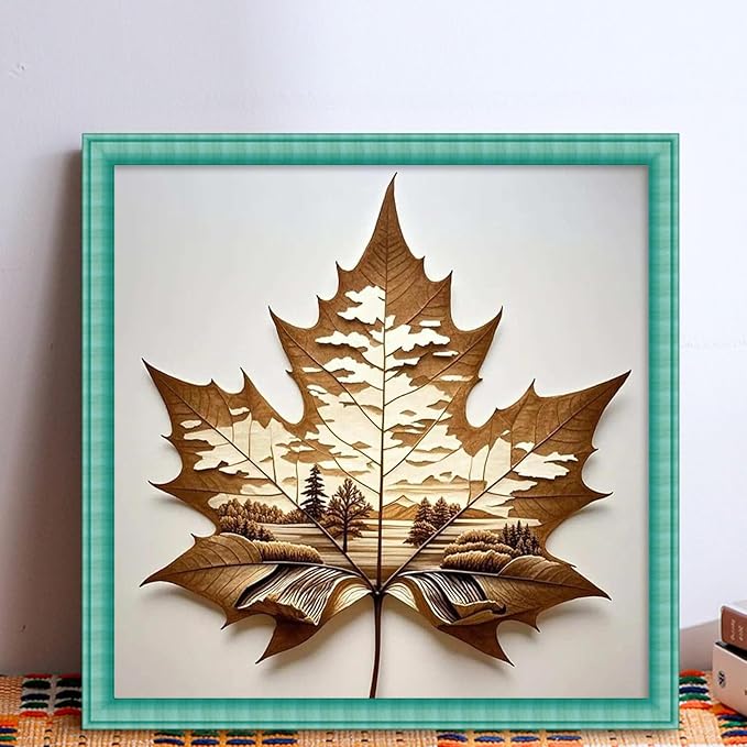 Dead Leaf Forest Stamped Cross Stitch Kits for Adults Beginners - 45x45cm 11CT Pre-Printed Embroidery Needlepoint Starter Kit, DIY Craft Perfect for Home Wall Decor Gift and Seasonal