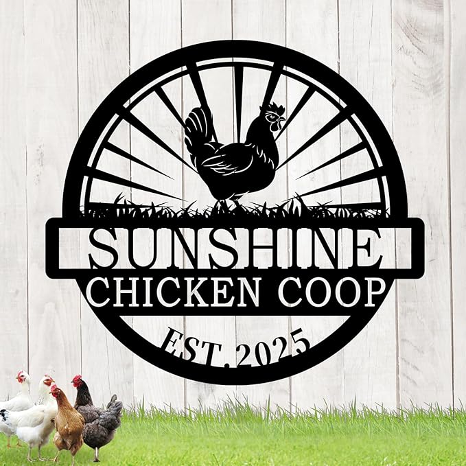 Custom Chicken Coop Metal Sign, Personalized Farmhouse Wall Decor, Vintage Fluffy Butt Hut Decor, Custom Name Sign for Farm, Gifts for Chicken Lovers