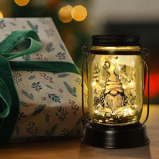 Gnome Gifts for Women/Men Gnome Lovers Solar Lantern Mom Birthday, Mothers Day, Christmas Gifts, Dwarf Solar Funny Garden Decoration Outside for Yard, Patio,Backyard,Porch, Torches