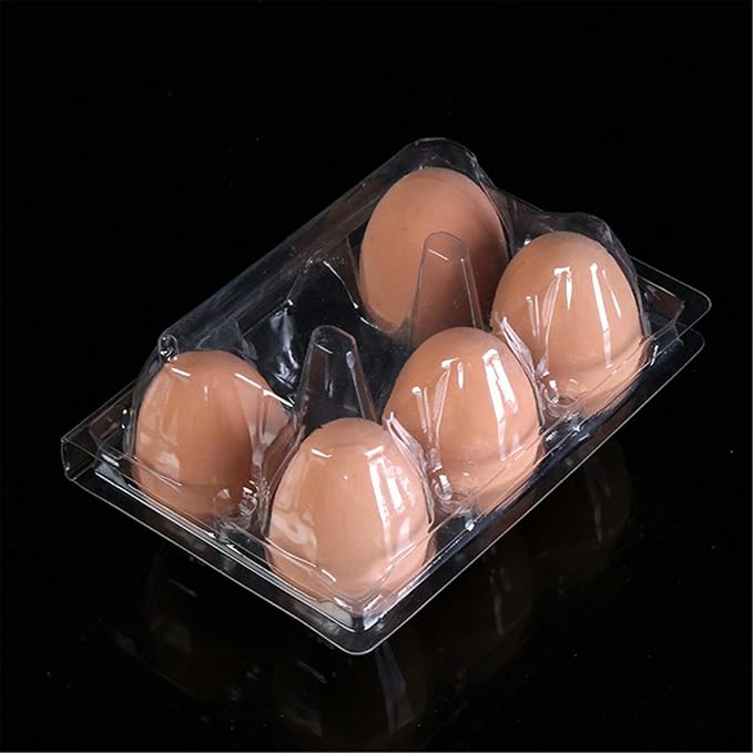 25 Pack Clear Plastic Egg Cartons 6 Grids Plastic Egg Trays for Refrigerator Storage, Family, Chicken Farm, Camping, Picnic, Market, Travel