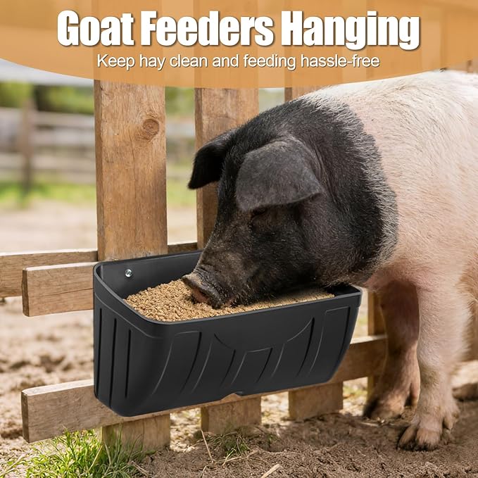 Chicken Feeder,Hanging Goat Feeders,Hanging Poultry Feeder for Sheep, Duck and Dog, Fence Feeder Trough Livestock Feeding Container, Chicken Coop Accessories, 3 Pack Black Chicken Feeder Waterer
