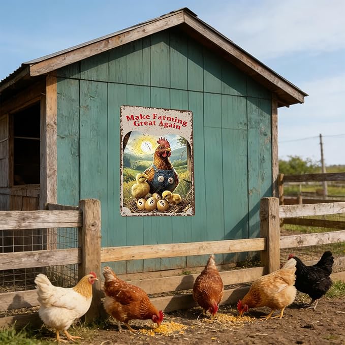 Make Farming Great Again Chicken Coop Signs Rustic Farmhouse Chicken Coop Farmers Market Decor Backyard Poultry Lovers 16x12 Inch