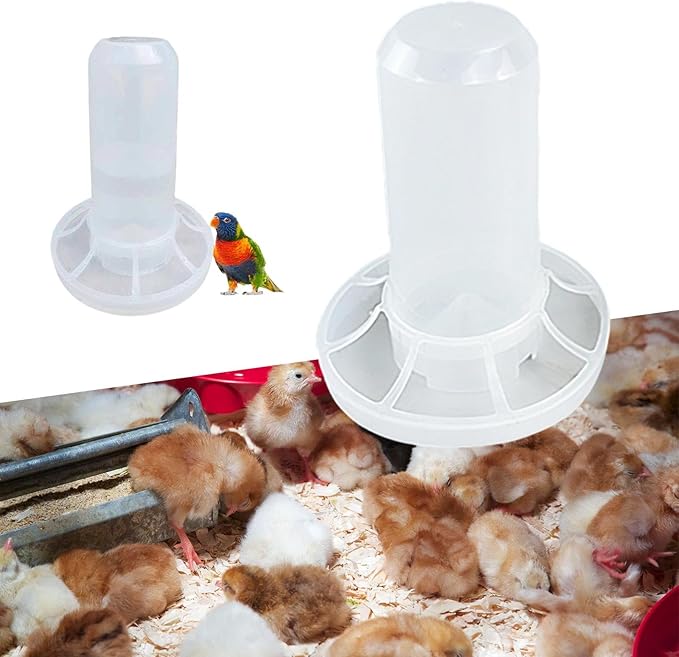 Automatic Chicken Feeder, Feeder Bucket No Waste Easy Clean and Fill Birds Dispenser with Ports for Lawn Pigeon Garden, for 350ml Water