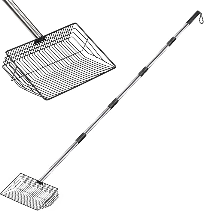 Chicken Poop Scooper & Rake 2-in-1, 15"-Large Thickened Chicken Poop Scooper, Litter Scooper Sand Sifting Shovel for Chicken Poop & Pet Waste Cleaning