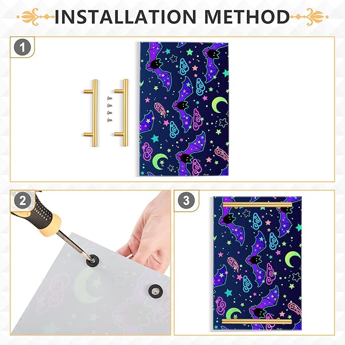 Bathroom Vanity Tray Counter Organizer, Depicting Bats Decorated Bright Decorative Tray with Handles Countertop Storage for Bathroom Bedroom Kitchen Home Farmhouse