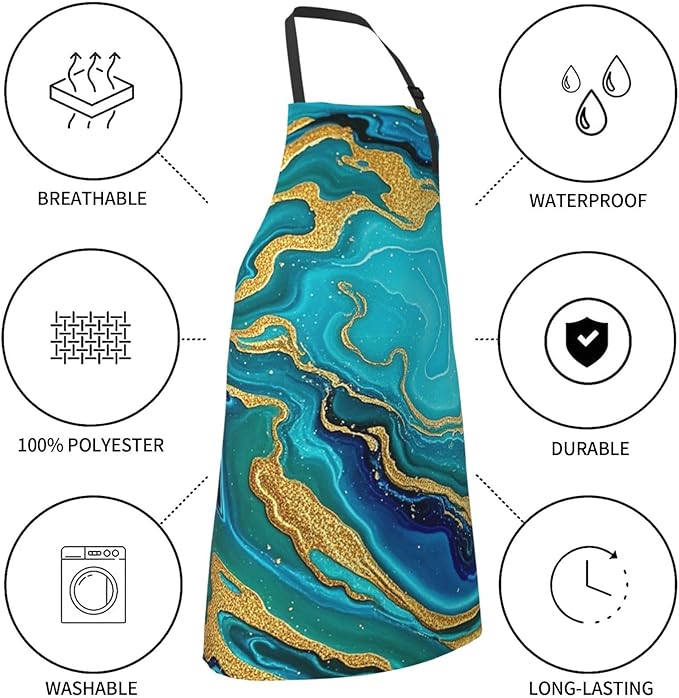 Waterproof Apron Adjustable Bib for Women Men Vintage Nautical White Ship Cooking Aprons Chef Bibs with 2 Pocket