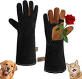 HANDLANDY 16 Inches Animal Handling Gloves Bite-Proof & Scratch-Resistant, Safe Durable Pet Gloves for Dogs, Cats, Falconry (Black, 16inch)