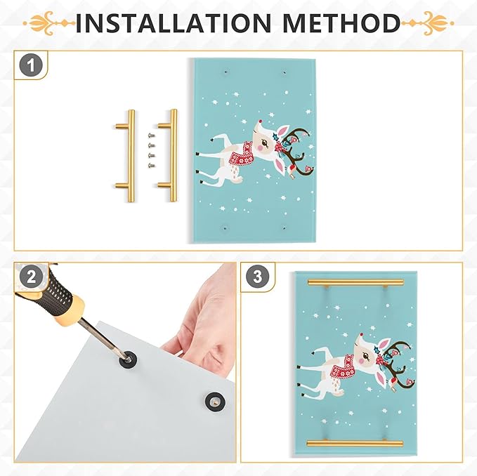 Bathroom Vanity Tray Counter Organizer, Christms Deer in The Snow Decorative Tray with Handles Countertop Storage for Bathroom Bedroom Kitchen Home Farmhouse