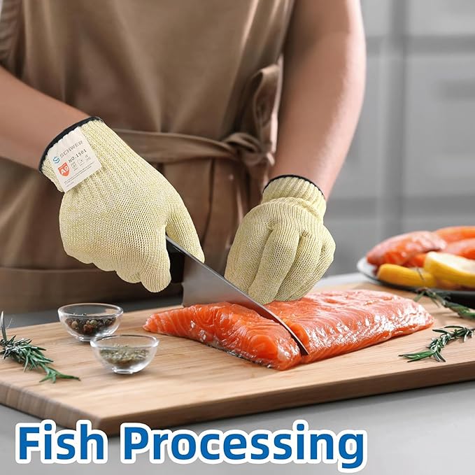 Schwer SlicePro ANSI A9 Cut Resistant Gloves, Food Grade Cutting Gloves for Kitchen Food Prep, Mandoline Gloves for Meat Cutting, Oyster Shucking, Fish Fillet Processing, PR1501, XL
