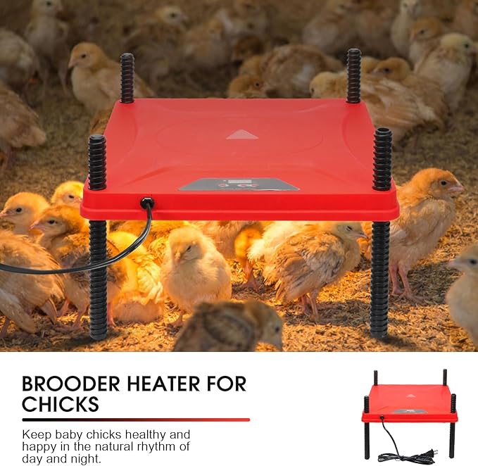 Chicken Brooder Box,Chick Starter Kit with Chicken Brooder Heating Plate, Chick Perch, Flip Top Poultry Feeder, Baby Supplies for Baby Chicks, Duck and Quail