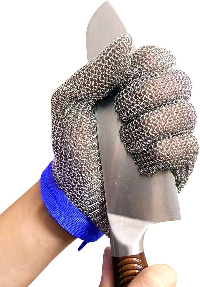 A9 Chainmail Glove, Cut Resistant Stainless Steel Butcher Glove for Cutting Meat & Fish Filleting