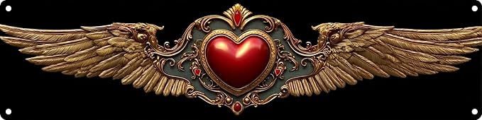 Vintage Tin Red Heart with Wings Sign Retro Metal Sign Suitable For Home Street Shop Garage Bar Farm Garden - Multi-Purpose For Indoor/Outdoor Use Plaque 4x16 Inch
