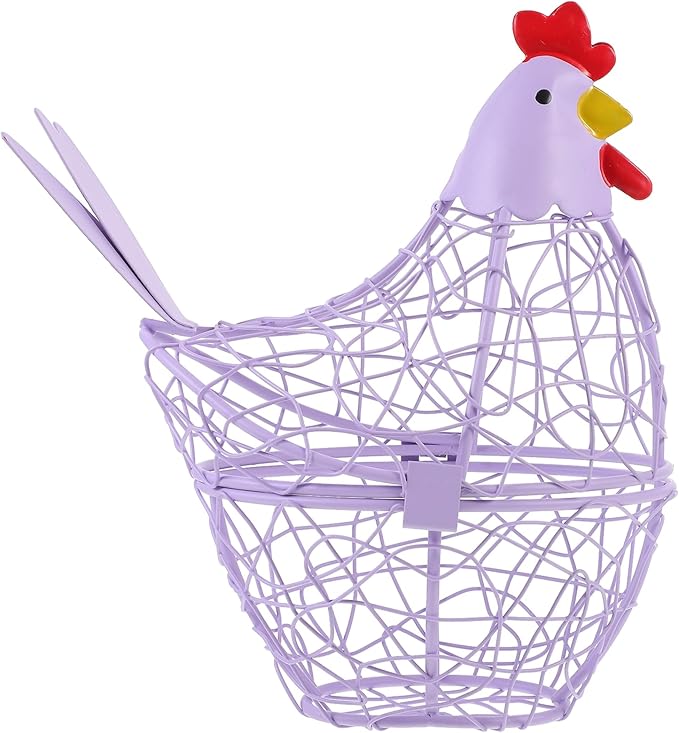 PRETYZOOM Hen-shaped Home Basket Practical Iron Storage for Eggs Fruits and Snacks for Kitchen Restaurant Buffet and and Stylish Storage