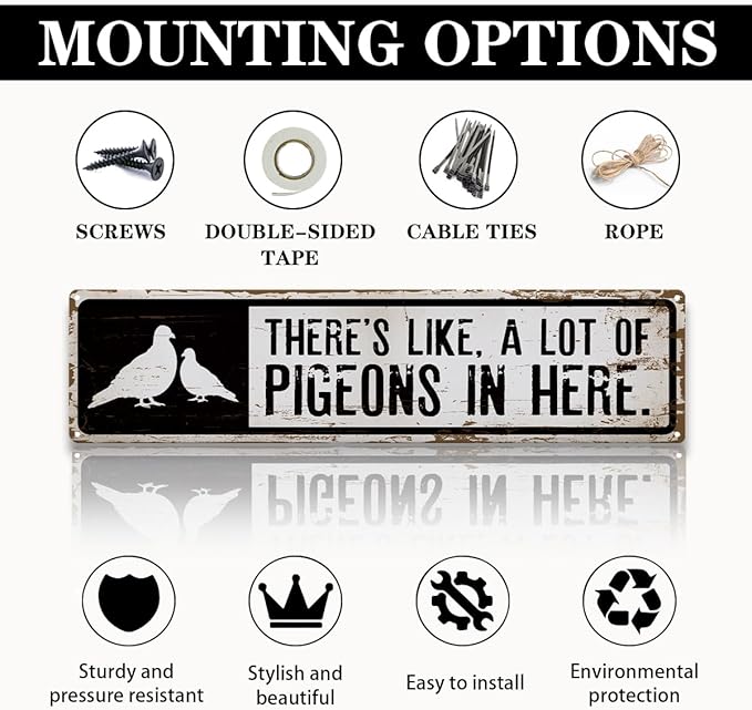 Pigeon Metal Signs, There's Like A Lot Of Pigeons in Here Sign 15.8x4 inches, Decorative Metal Signs for Farm, Home, or Garden, Pigeon Outdoor Sign, Gift for Pigeons Keeper