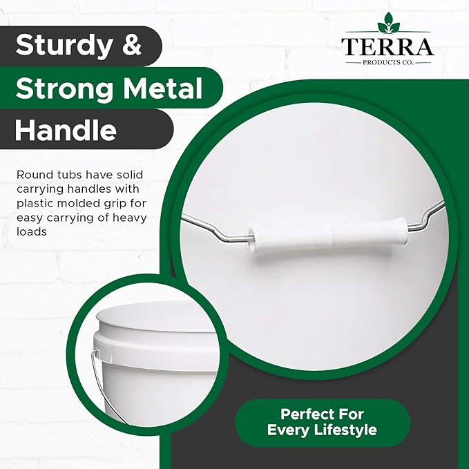 White Pails and Lids - Heavy Duty Buckets for Storage - Economical, Durable and Easy to Use (2Gallon 5Pack)