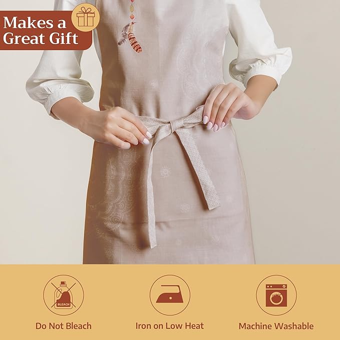Maison d' Hermine 100% Cotton Apron for women with Pocket Kitchen Chef Apron for Men Cooking Easter Decorations