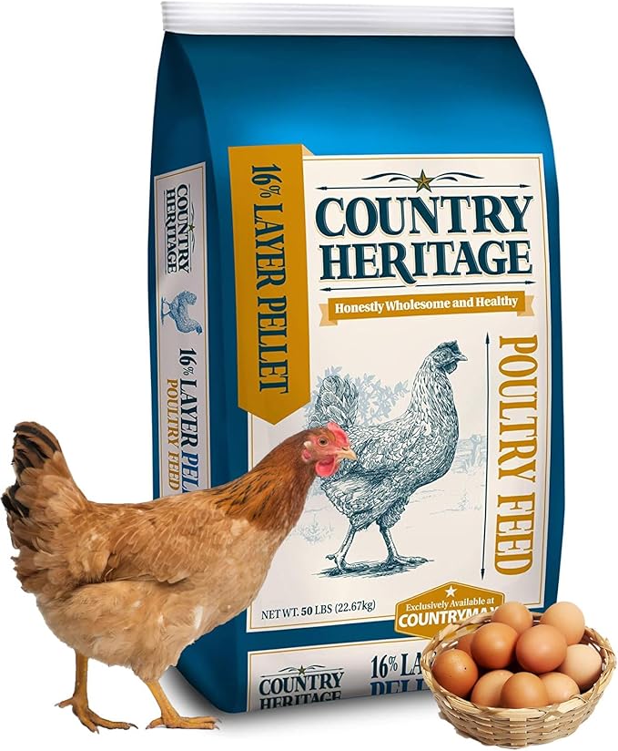 Country Heritage Hen Egg Layer Pellet 50lbs - 16% Protein Chicken Feed for Increased Egg Production & Strong Eggshells, High Protein