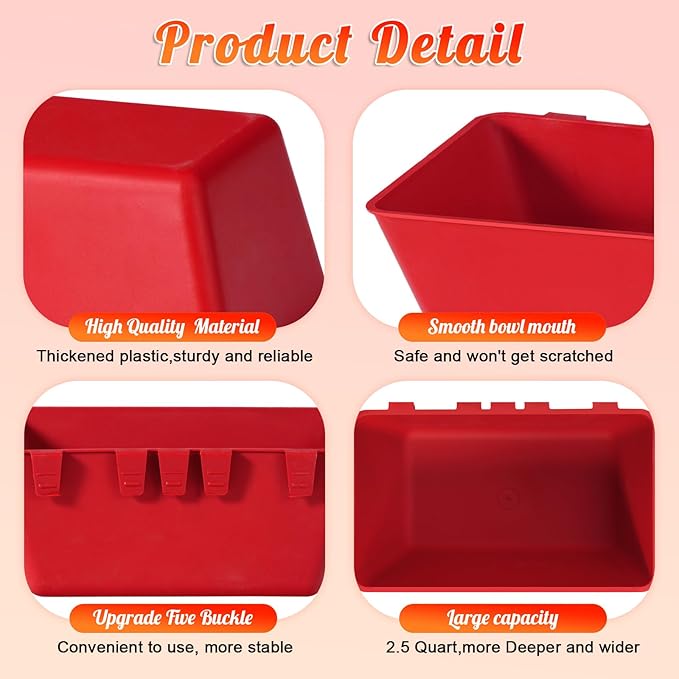4 Pack Chicken Feeder Waterer Cups 2.5 Quart Hanging Chicken Waterer Trough Cage Cups No Mess Poultry Troughs for Dogs Duck Goose Rabbit Duck Pigeon Bird Quail Pet