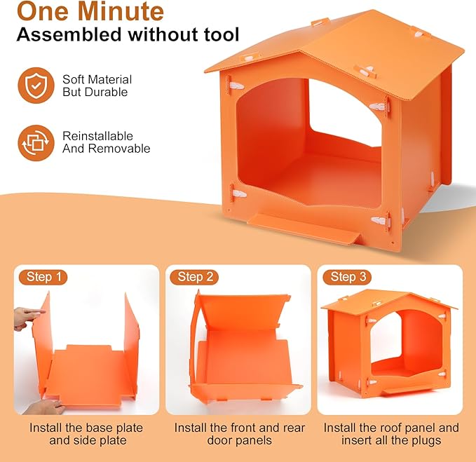 Chicken Nesting Boxes Egg Laying Nest Box for Chicken Coop, Easy to Assemble & Versatile Use for Hens, Ducks, Orange 3 Packs