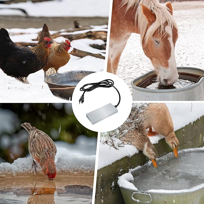 250W Chicken Water Heater – Submersible Aluminum De-Icer with Automatic Thermostat, Prevents Freezing