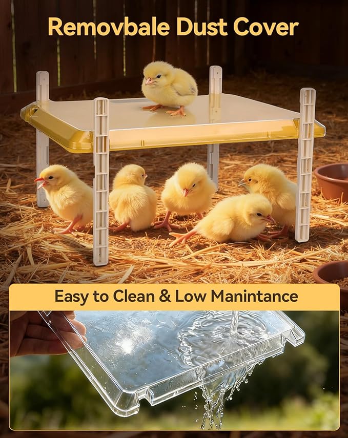 Smart Chicken Brooder Heater, 16"x11" Chick Heat Plate for 20 Baby Chicks, 13 Temperature & 7 Timer Settings, 200W Chicken Coop Heater, UL Certified