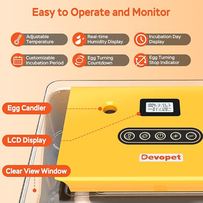 25 Eggs Incubator, Incubators for Hatching Eggs, with Automatic Egg Turner and Temperature & Humidity Control, Egg Candler, for Hatching Quail, Chicken, Duck, Goose Eggs
